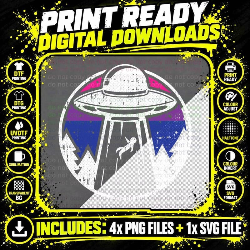 Alien Abduction Bisexual Pride LGBT-Q Gaylien UFO Proud Png SVG Digital Bundle