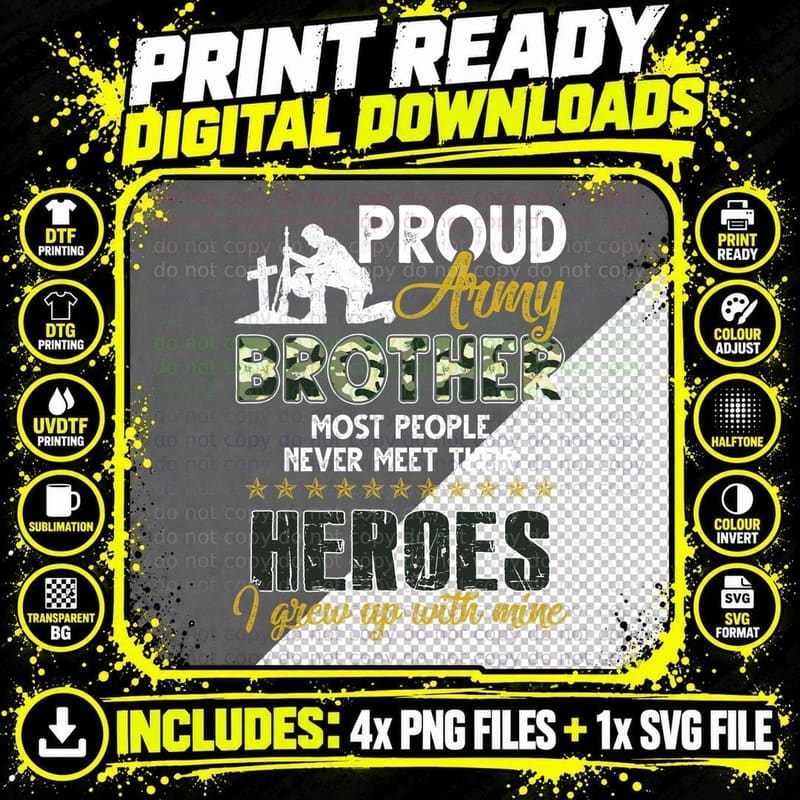 Army Brother T-Shirt, Patriotic Style, Military Pride Png SVG Digital Bundle