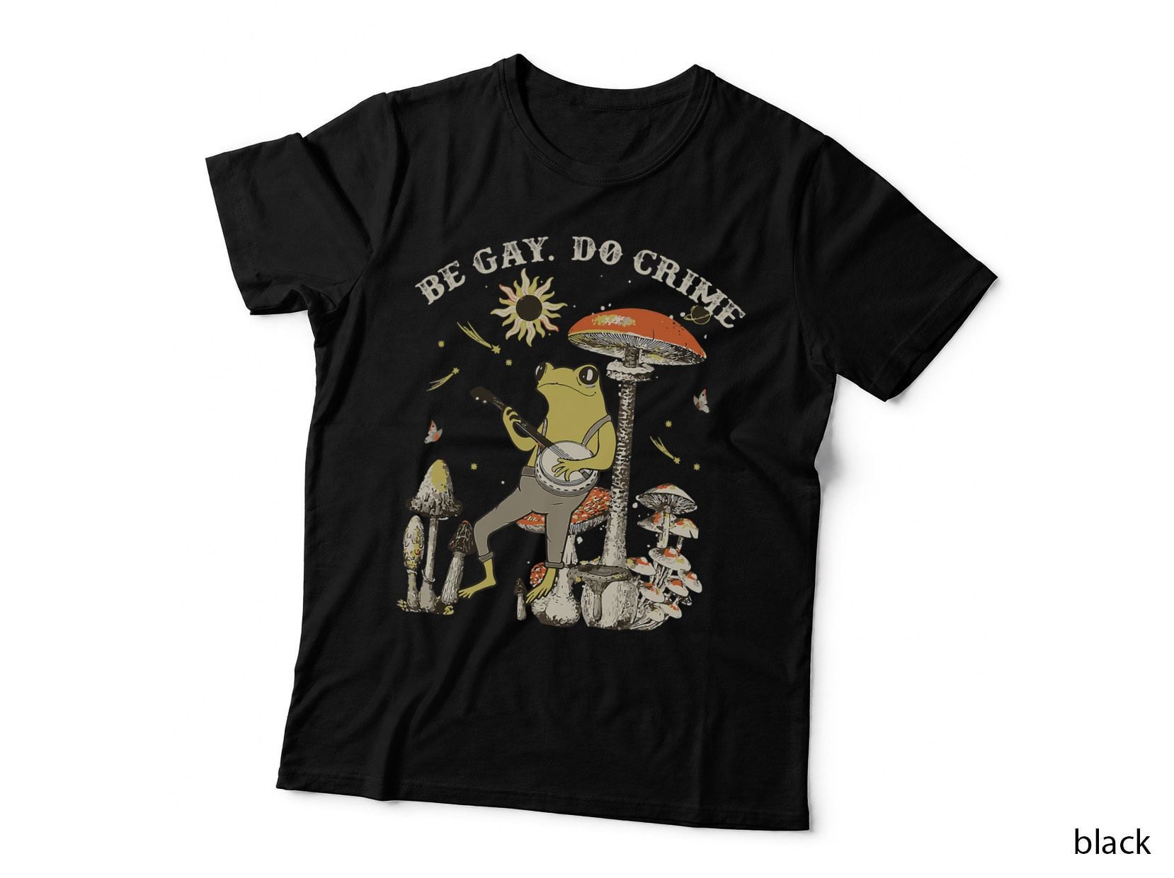 Be Gay Do Crime Lgbt Frog Toad Mushroom Cottagecore T-Shirt