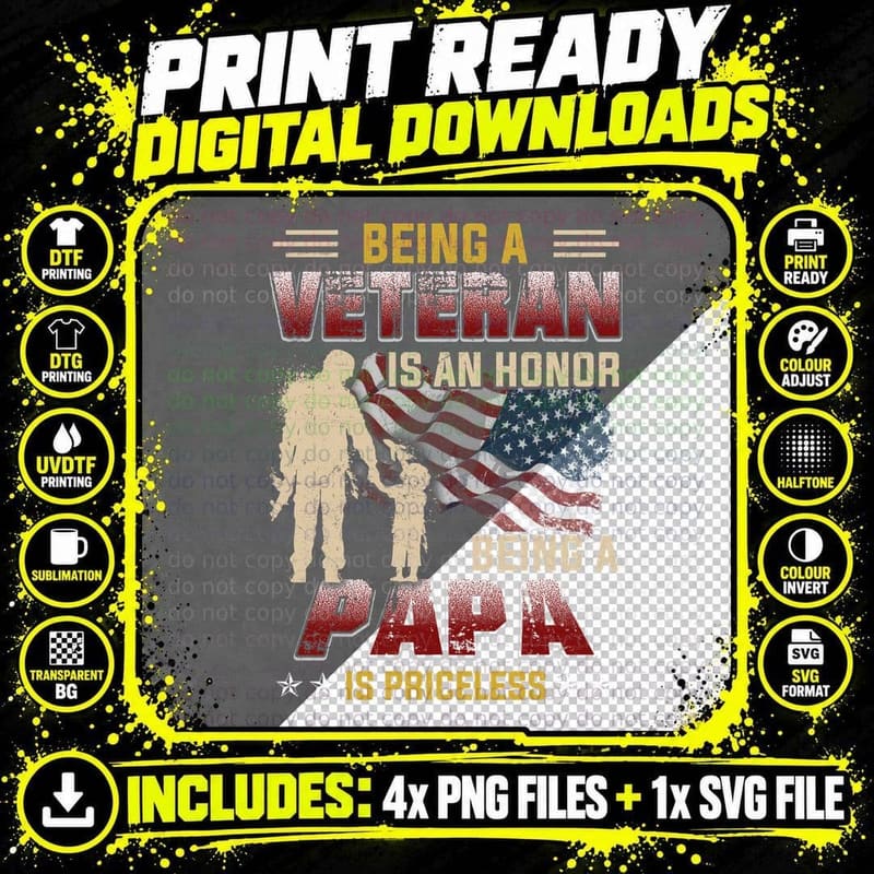 Being a Veteran Is an Honor T-Shirt, Patriotic Apparel Png SVG Digital Bundle