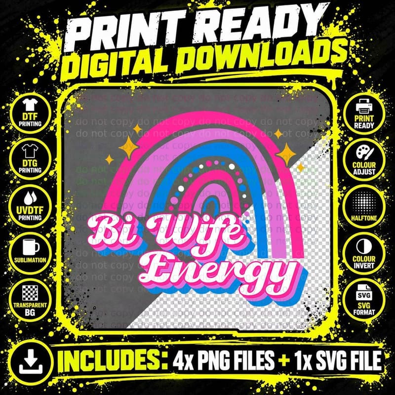 Bi Wife Energy Bisexual Pride Bisexual Flag Lgbtq Png SVG Digital Bundle