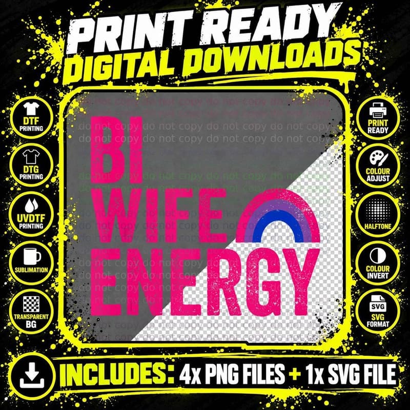 Bi Wife Energy Bisexual Pride Bisexual Rainbow Flag Bi Png SVG Digital Bundle