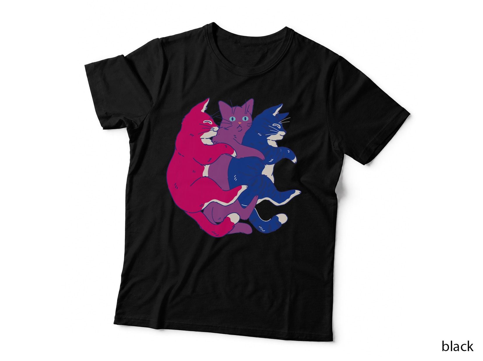 Bisexual Pride Cats T-Shirt, Lgbtq Flag Kitty Hug Pile, Pride Lover Aesthetic