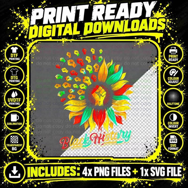 Black Fist African American Pride Black History Month Png SVG Digital Bundle