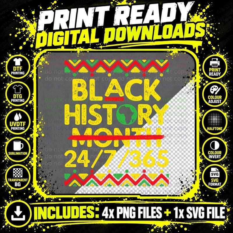 Black History Month 247365 African American Pride T-Shirt Png SVG Digital Bundle