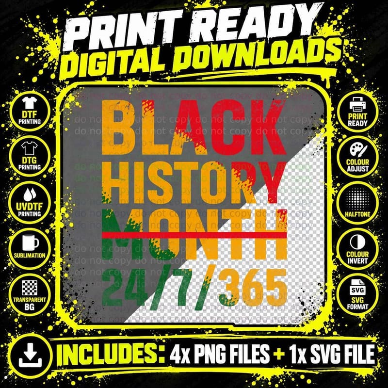 Black History Month 247365 Melanin Pride African Png SVG Digital Bundle