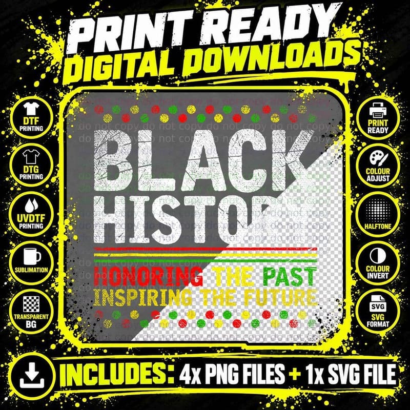 Black History Pride BHM African Heritage African Png SVG Digital Bundle