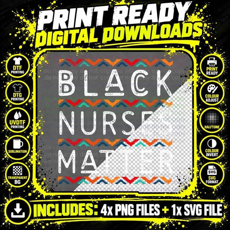 Black Nurses Matter Black History Pride African-American Png SVG Digital Bundle