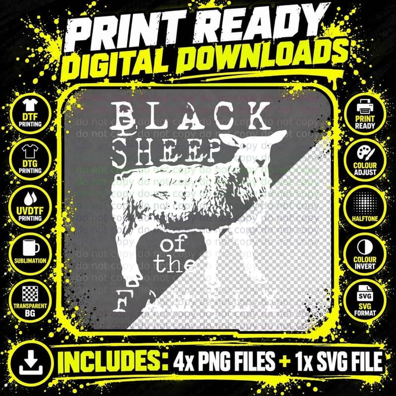 Black Sheep of the Family T-Shirt, Outcast Pride Png SVG Digital Bundle