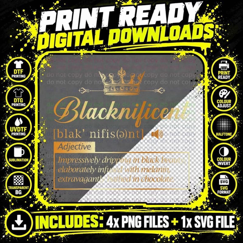 Blacknificent Definition Black History Months Africa Png SVG Digital Bundle