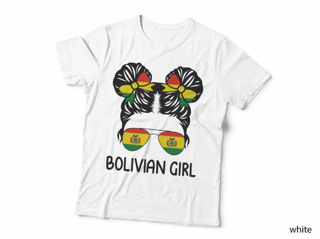 Bolivian Girl Messy Hair Bolivia Pride Patriotic Kids T-Shirt