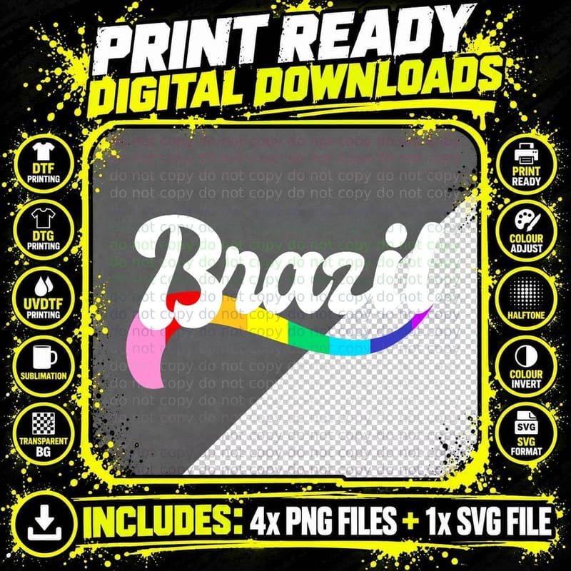 Brazil Brasília Latin Gay Pride Proud LGBTQ Rainbow Love Png SVG Digital Bundle