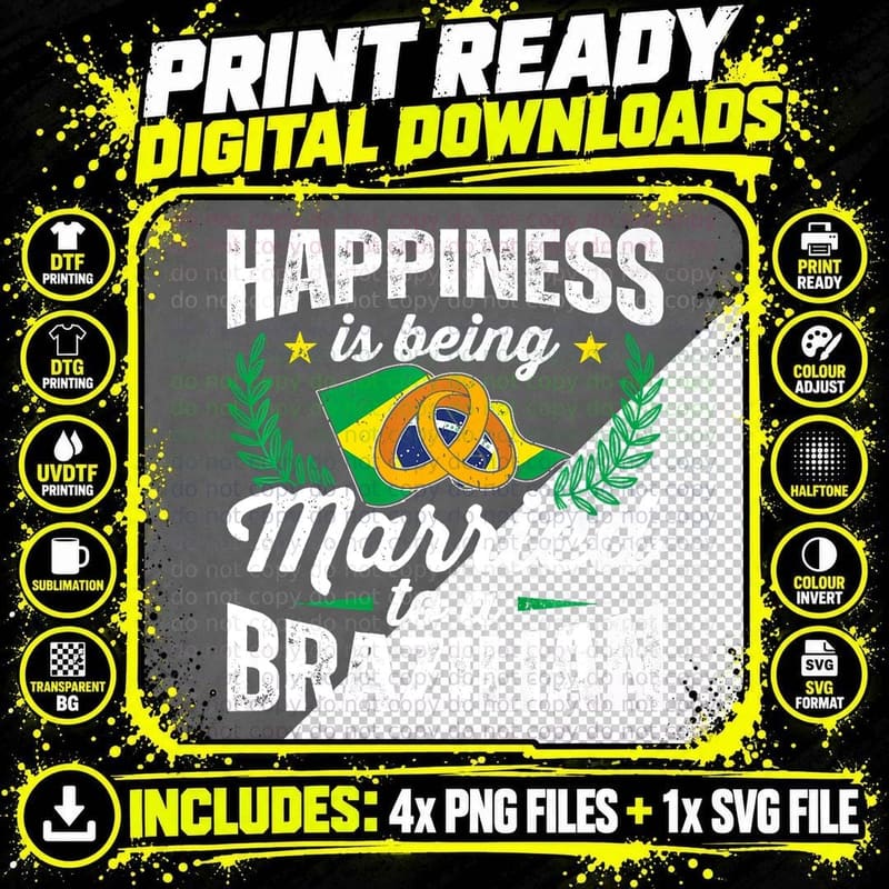 Brazilian Marriage Brazil Pride Married Flag Wedded Cu Png SVG Digital Bundle