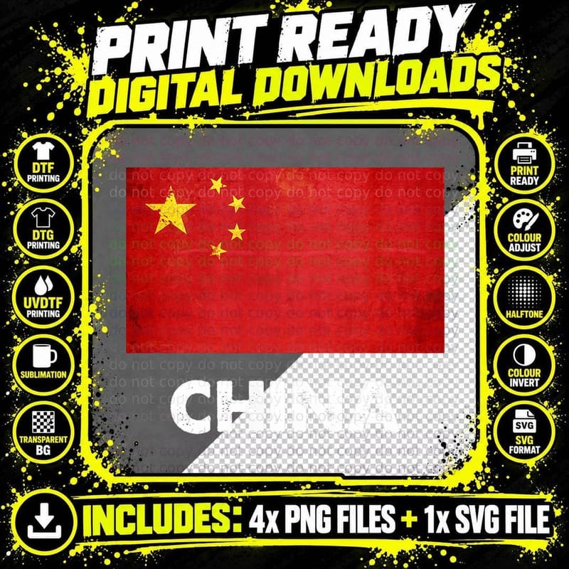 Chinese Flag Shirt, China Patriotic, National Pride Png SVG Digital Bundle