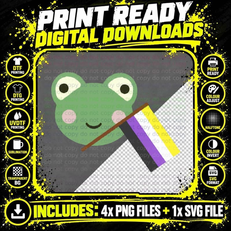 Cute Non-Binary Pride Frog Classic T-Shirt Png SVG Digital Bundle