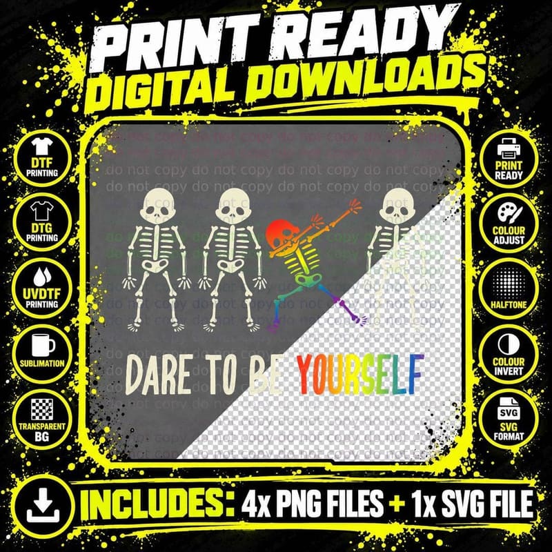Dare to Be Yourself Cute LGBT Pride Gift T-Shirt Png SVG Digital Bundle