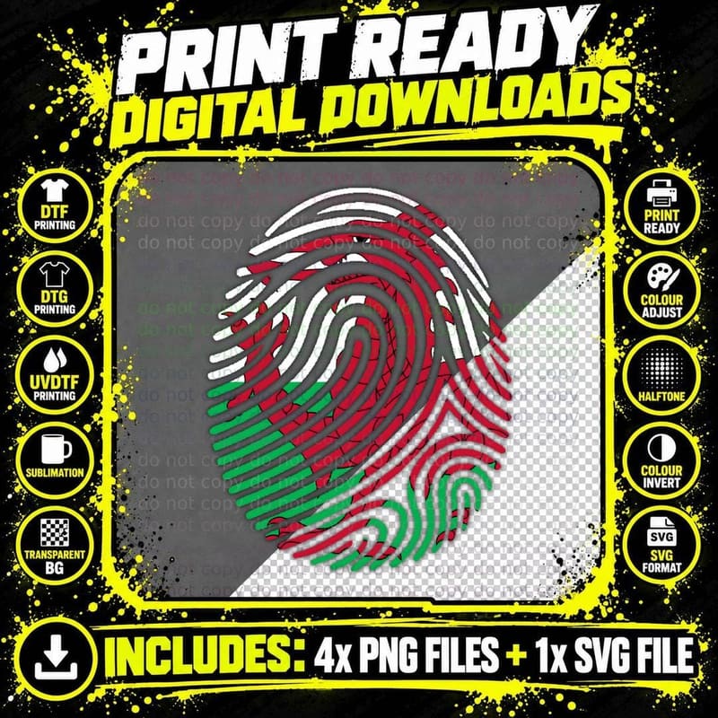 Ddraig Goch Flag Fingerprint Cymru Cymraeg in My Blood Png SVG Digital Bundle