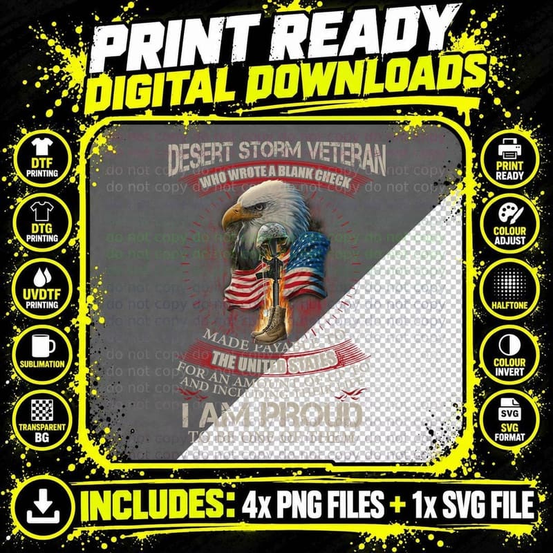 Desert Storm Veteran T-Shirt, Patriotic Apparel Png SVG Digital Bundle
