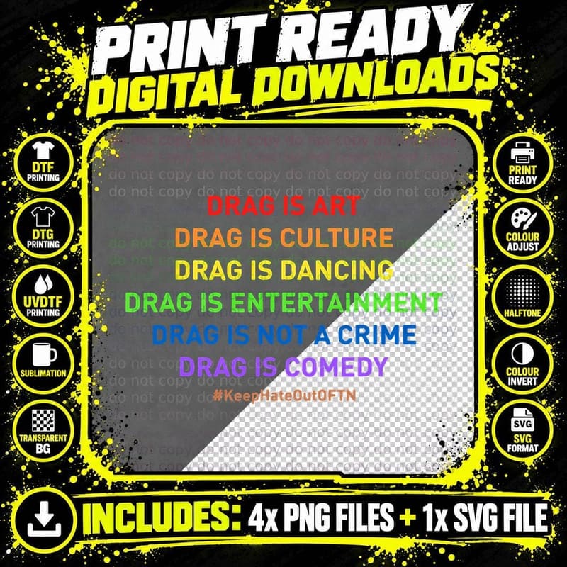 Drag Is Art Drag Is Culture Rainbow LGBT Gay Lesbian Png SVG Digital Bundle