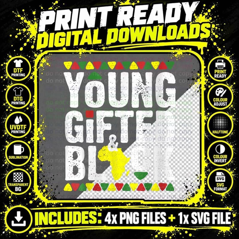 Ed Young Black Dashiki African Pride History Month Magic Png SVG Digital Bundle