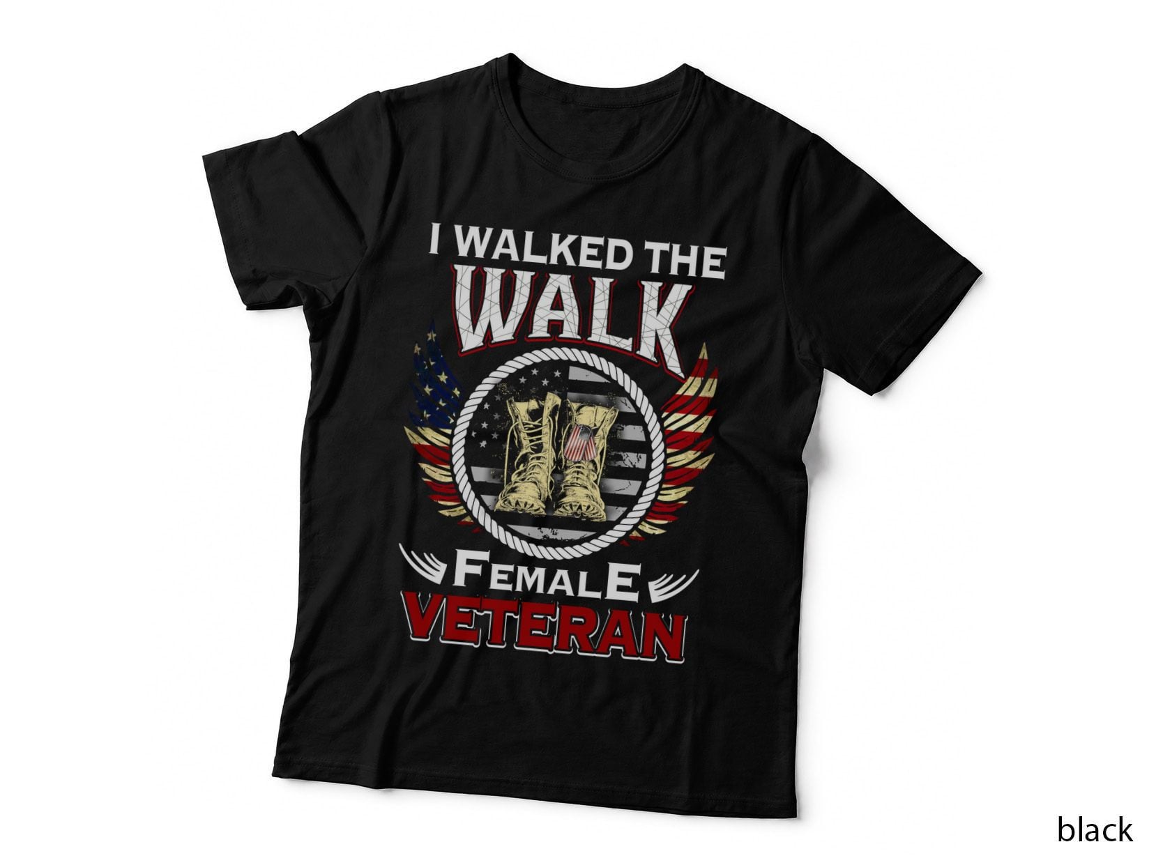 Female Veteran T-Shirt, Patriotic Design, Military Pride