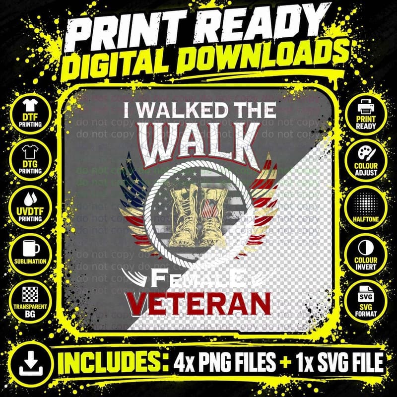 Female Veteran T-Shirt, Patriotic Design, Military Pride Png SVG Digital Bundle