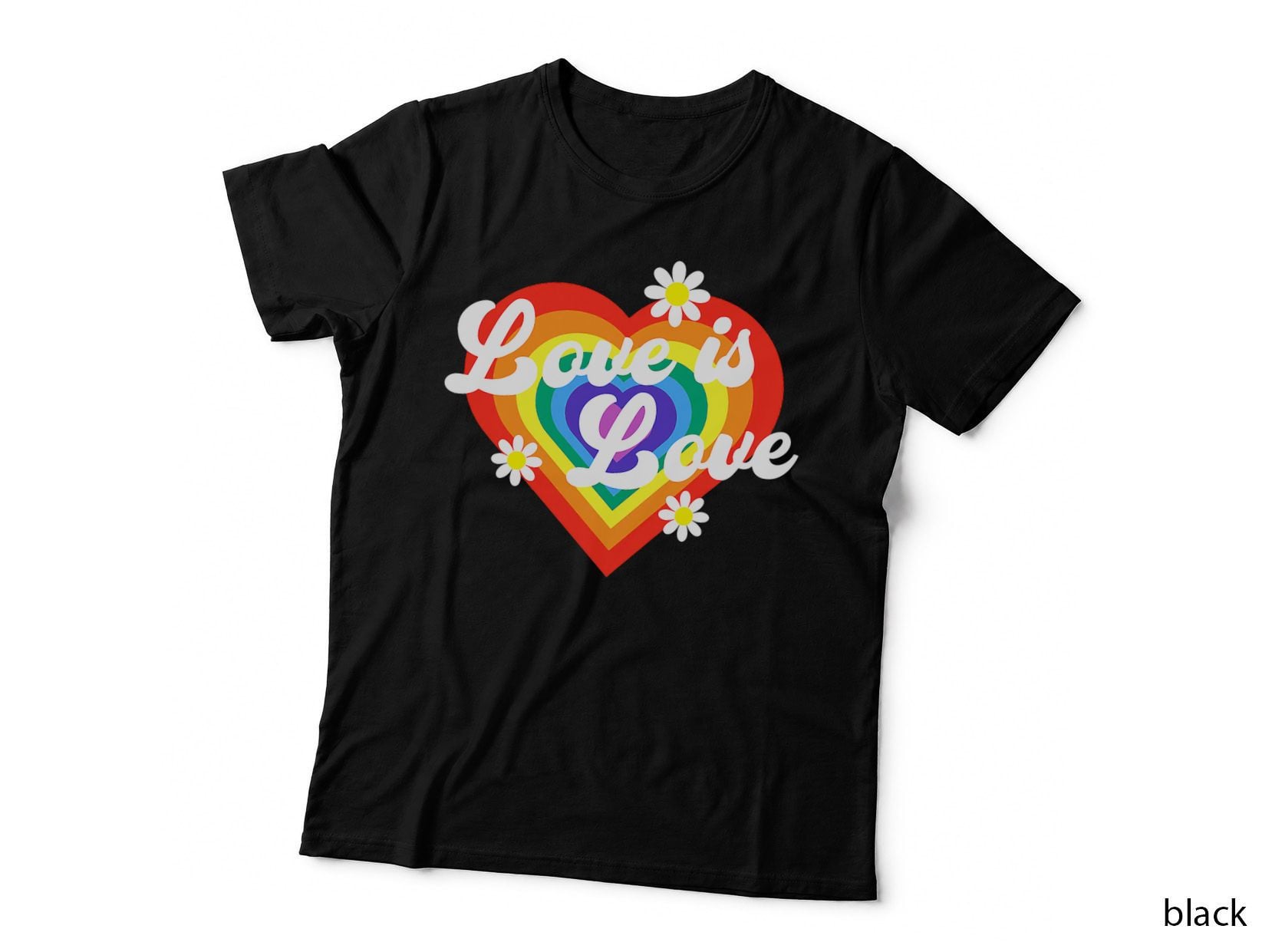 Flower Rainbow Heart Lgbt Flag Pride Day T-Shirt