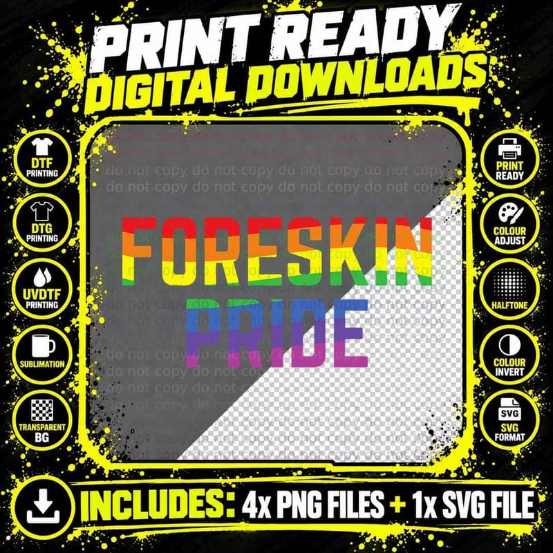 Foreskin Pride Intactivist Intact Gay Pride Rainbow Png SVG Digital Bundle