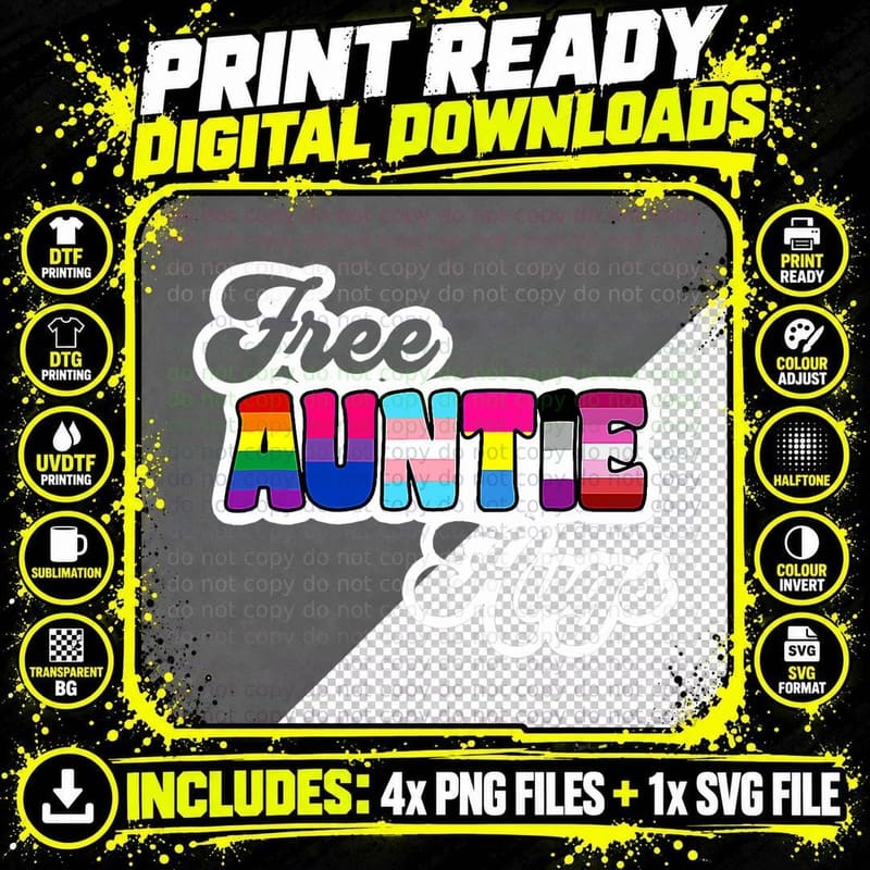 Free Aunt Hugs Gay Lgbt Pride Month Rainbow Heart Lgbt Png SVG Digital Bundle