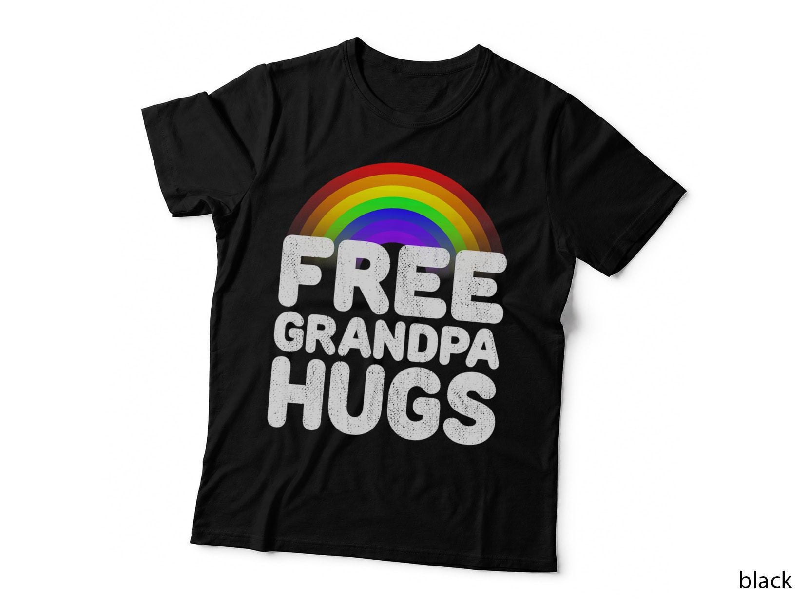 Free Grandpa Hugs Pride Parade LBGT Hugging Rainbow T-Shirt