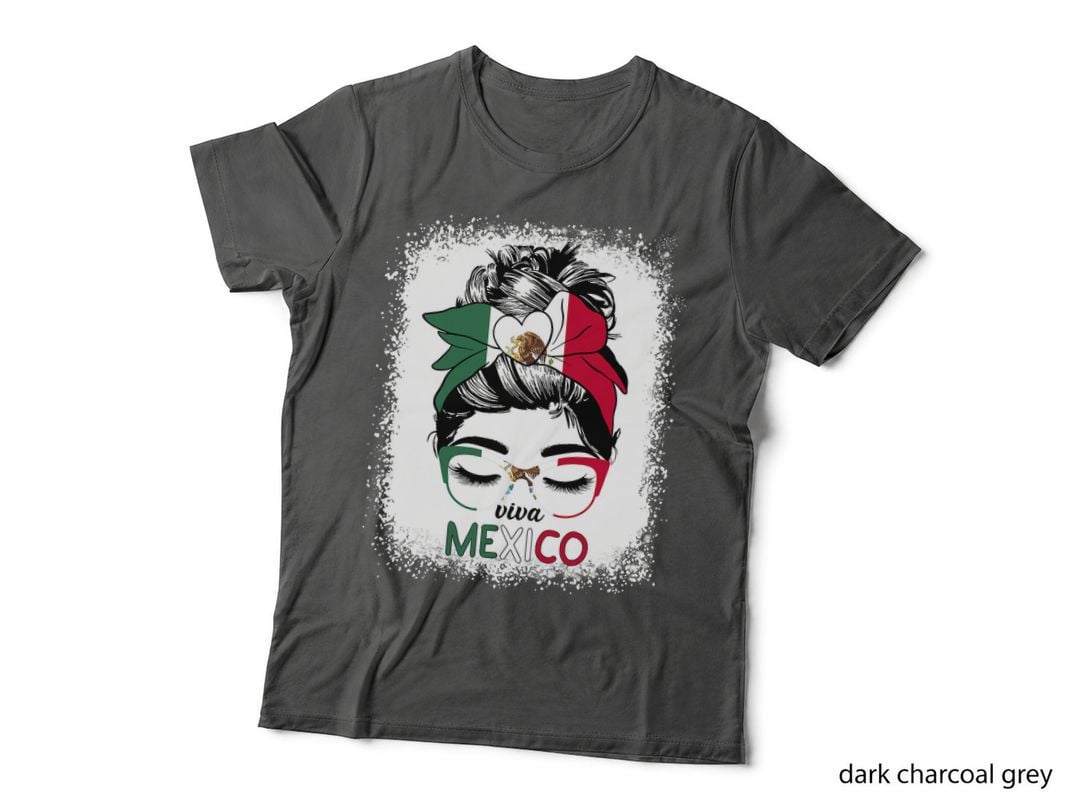 Funny Viva Mexico Messy Bun Hair Mexican Flag Pride Women Gift T-Shirt