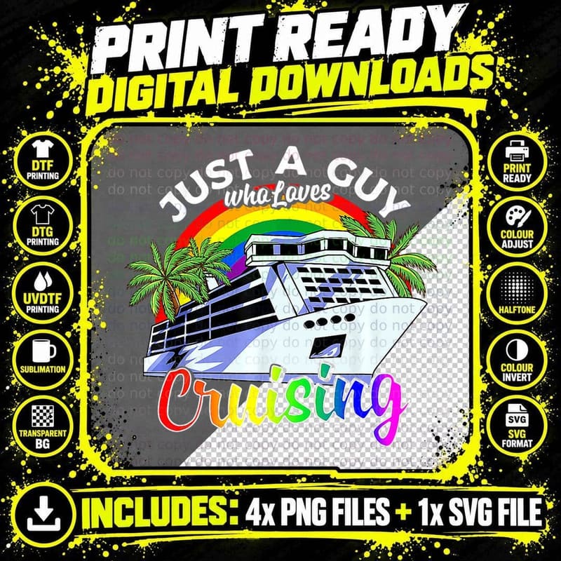 Gay Cruise LGBT Rainbow Gaycation Cruising Vacation Png SVG Digital Bundle
