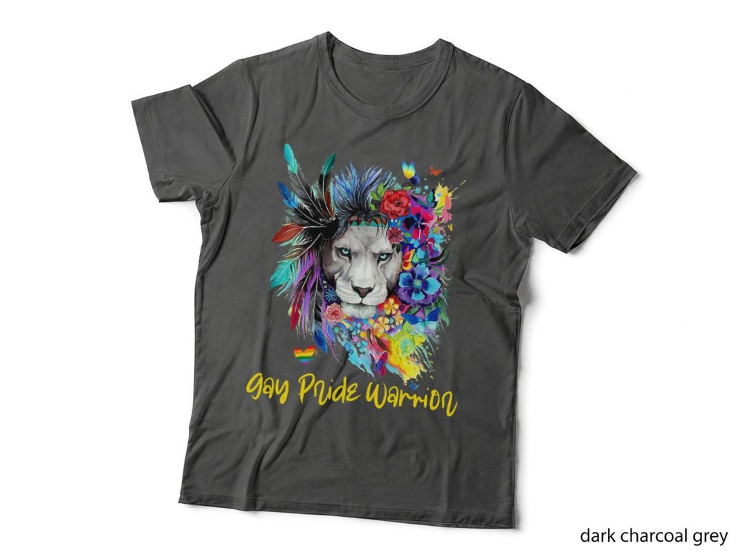 Gay Pride Month Warrior Rainbow Lion Painting T-Shirt