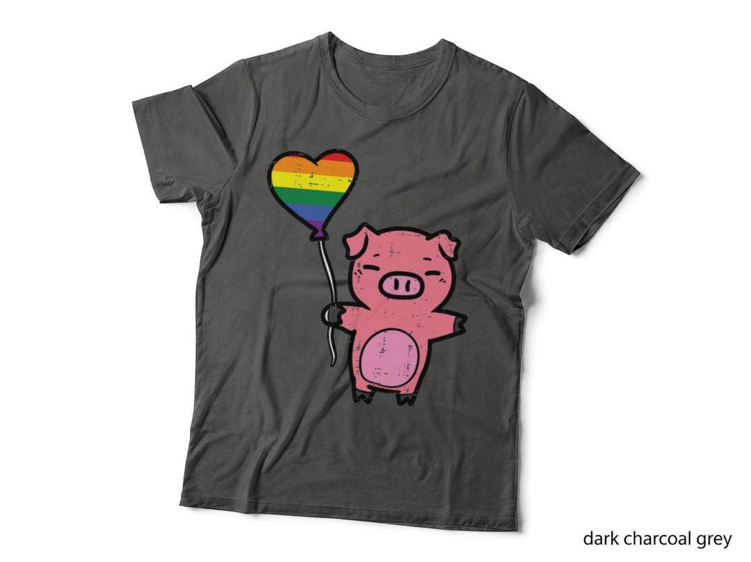 Gay Pride Pig Heart Rainbow Flag Lgbtq Ally Women Girls Kids T-Shirt