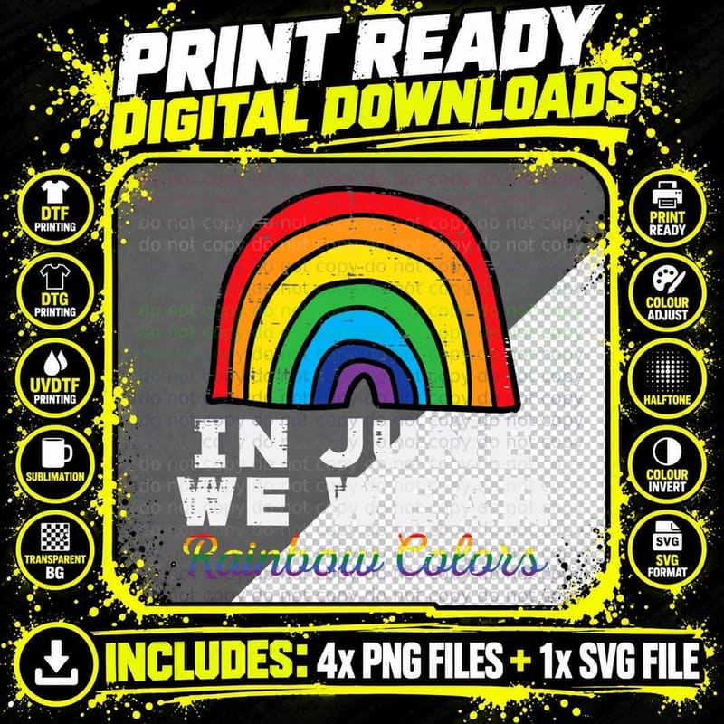 Gay Pride Rainbow Colors June Lgbtq Ally Png SVG Digital Bundle