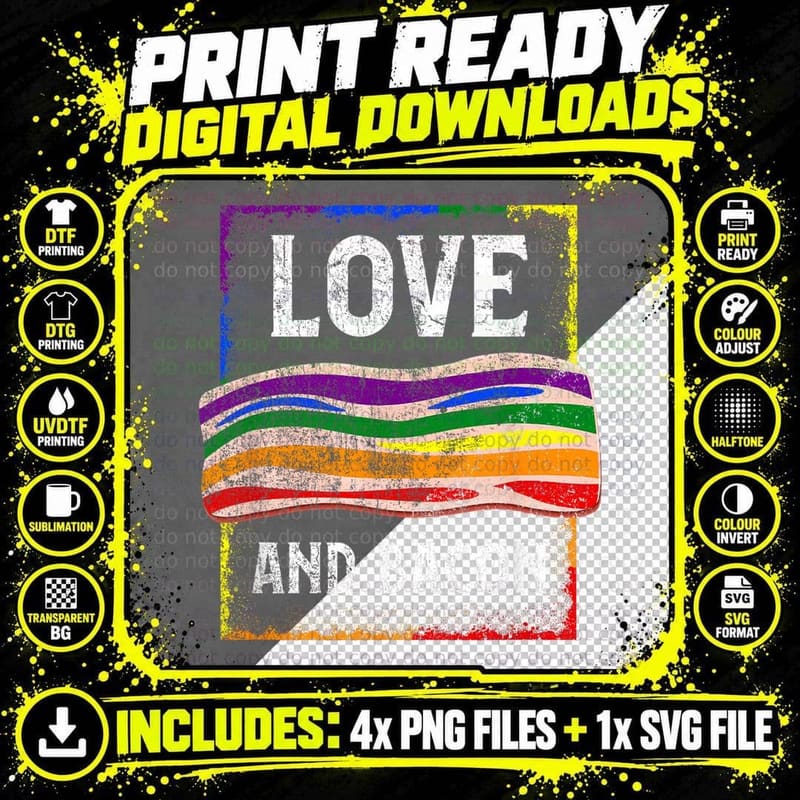 Gay Pride Rainbow Love Bacon Low Carb Keto LGBTQ Png SVG Digital Bundle