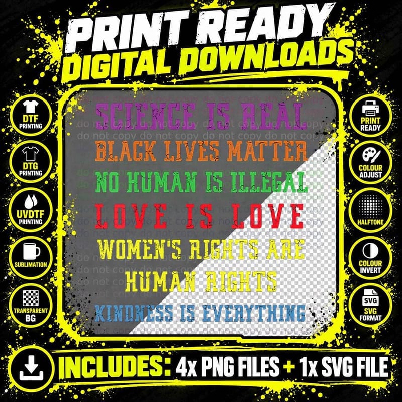 Gay Pride Science Is Real Black Lives Matter Lo Png SVG Digital Bundle