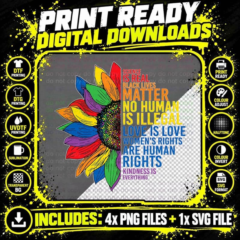 Gay Pride Science Is Real Black Lives Matter Love Is Png SVG Digital Bundle