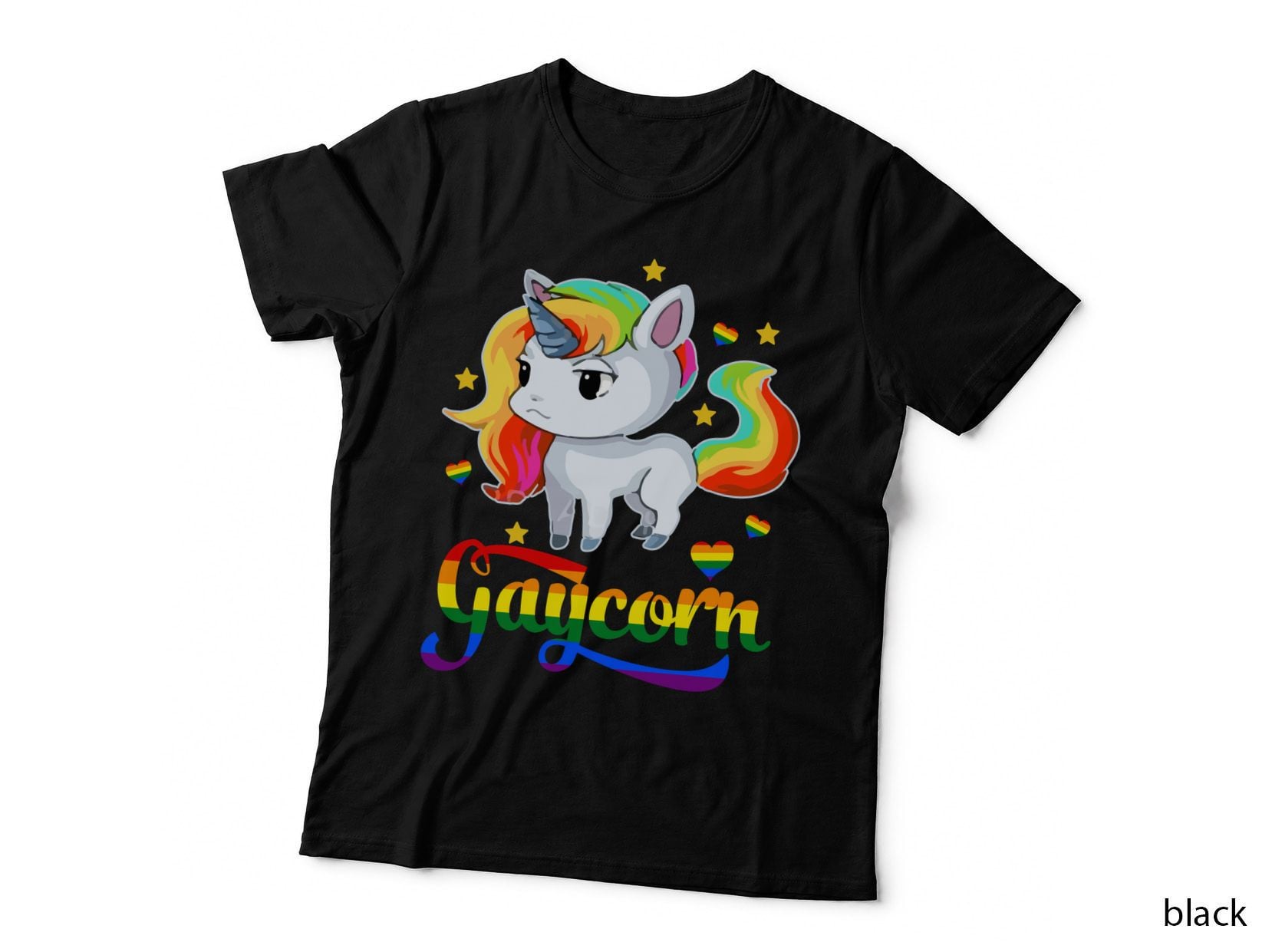 Gaycorn LGBT Pride T-Shirt, Rainbow Unicorn Design, LGBTQ+ Pride Apparel