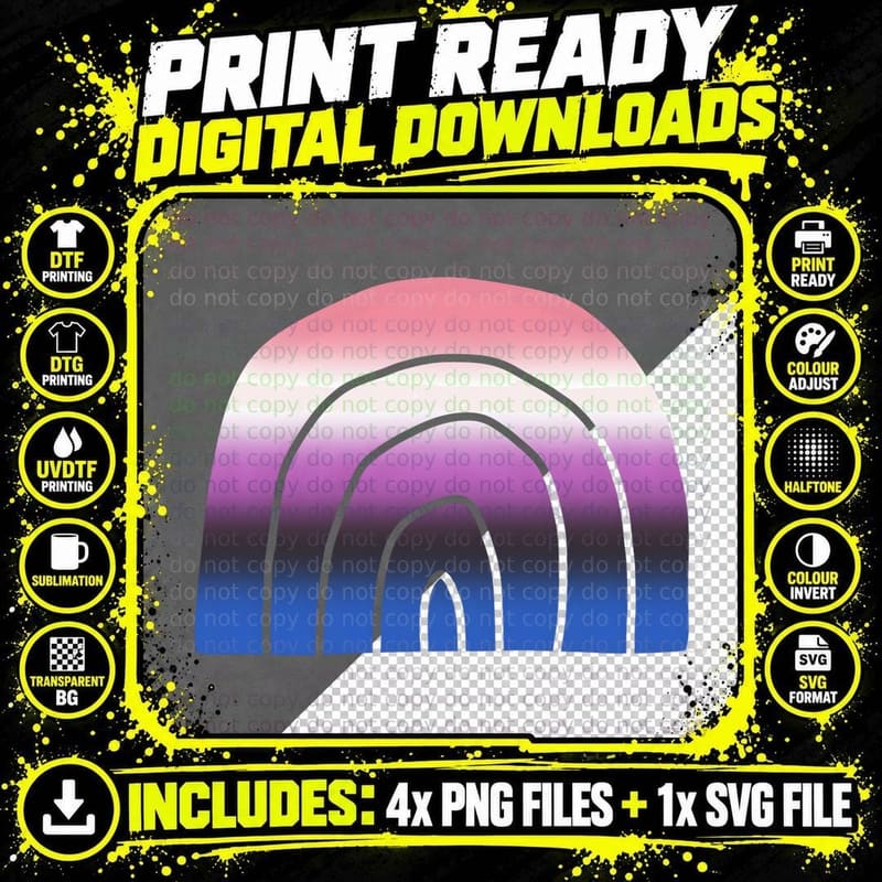 Genderfluid Pride Flag Rainbow Pastel Gradient Equality Png SVG Digital Bundle