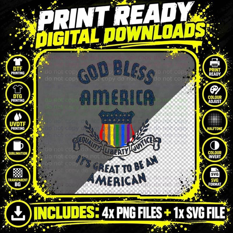 God Bless America T-Shirt, Patriotic Apparel Png SVG Digital Bundle