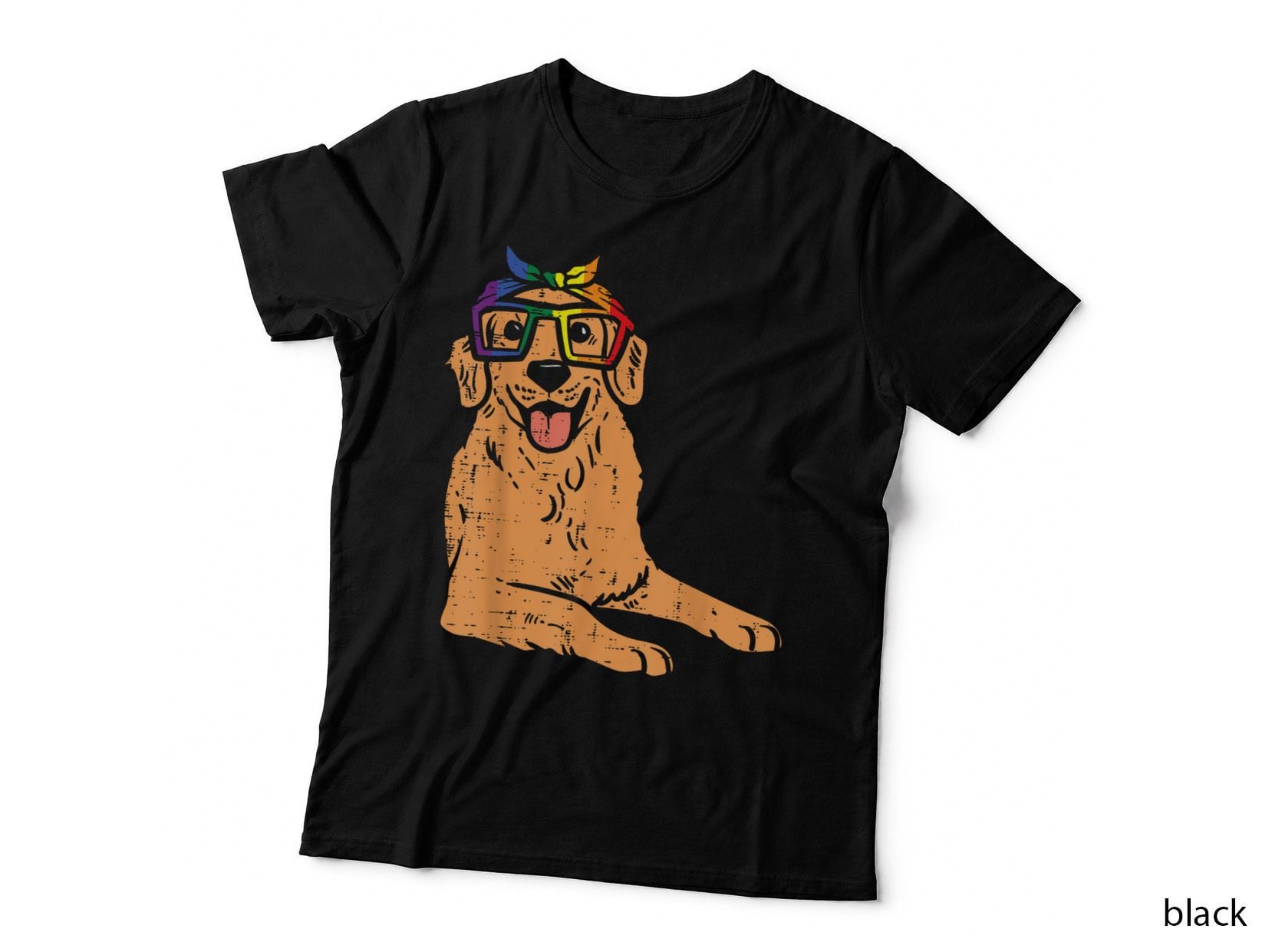 Golden Retriever Bandana LGBTQ Rainbow Flag Gay Pride Ally T-Shirt