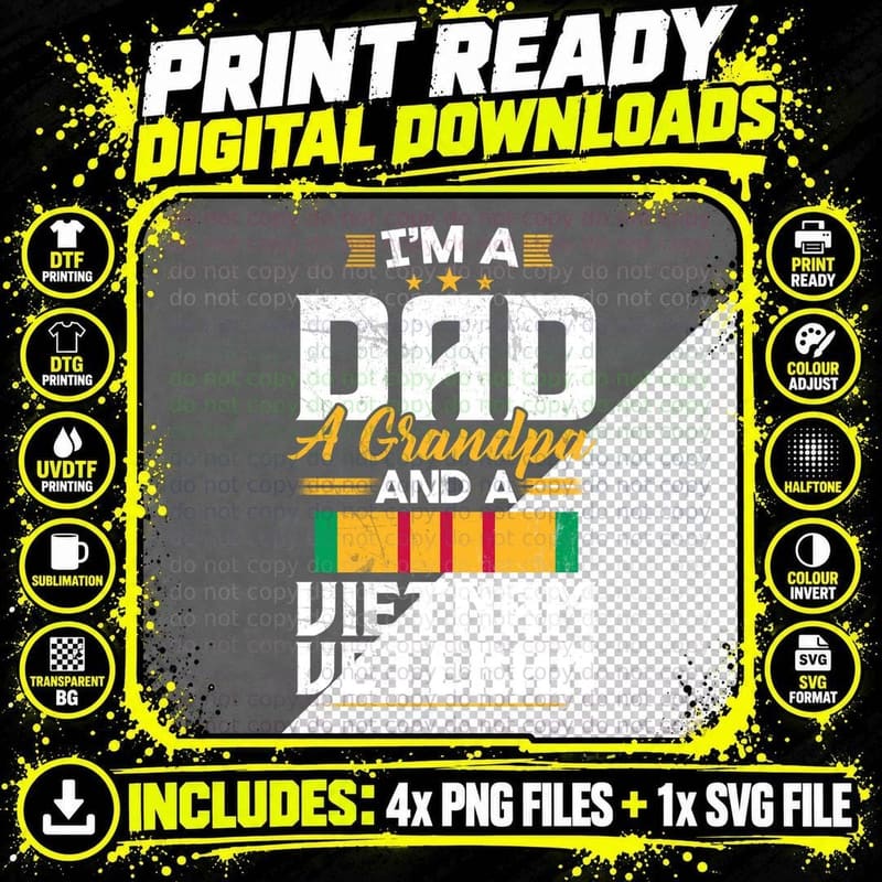 Grandpa Vietnam Veteran T-Shirt, Patriotic Style Png SVG Digital Bundle