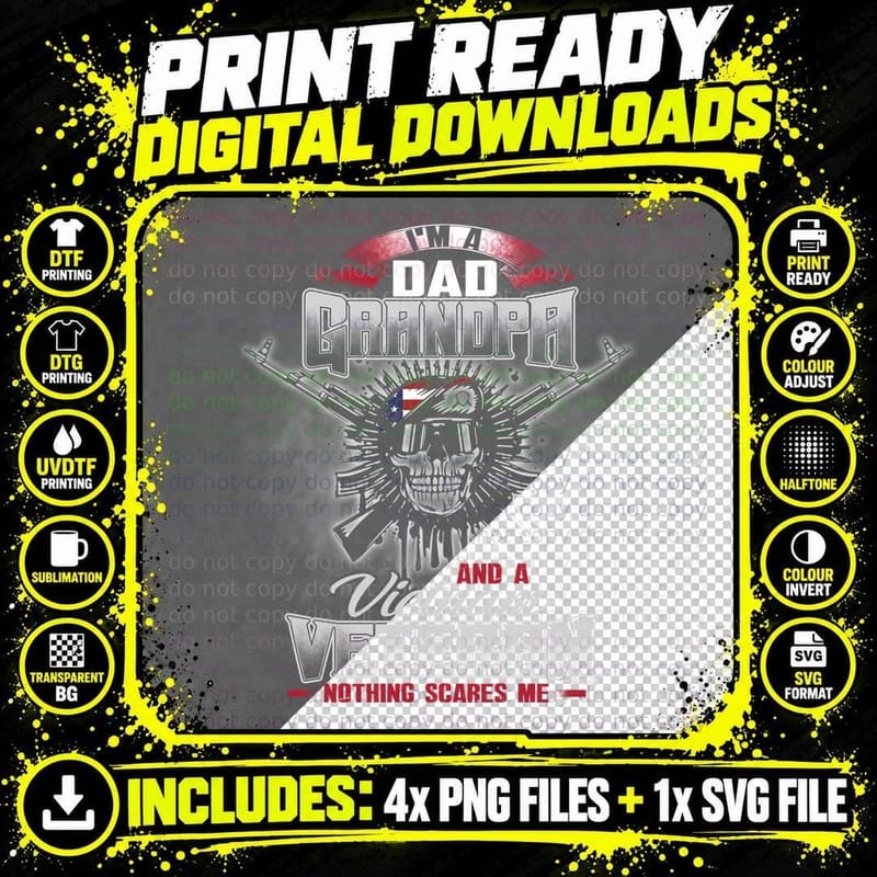 Grandpa Vietnam Veteran T-Shirt, Patriotic Png SVG Digital Bundle