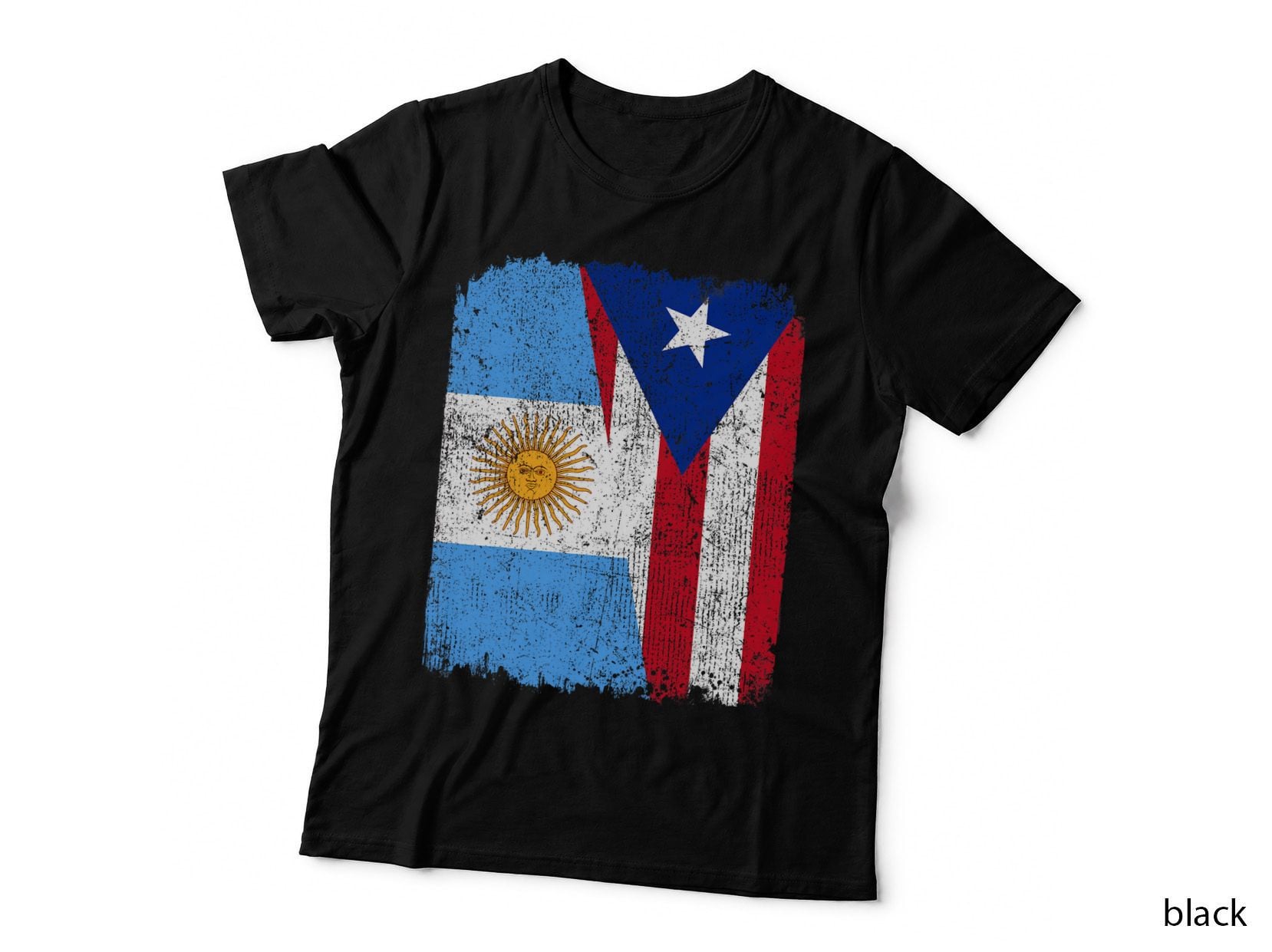Half Argentinian Half Puerto Rican Flag Heritage Pride Roots T-Shirt