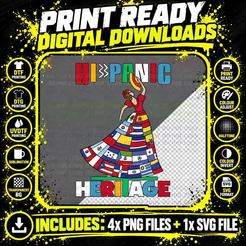 Hispanic Countries Flags Hispanic Heritage Month Pride Png SVG Digital Bundle