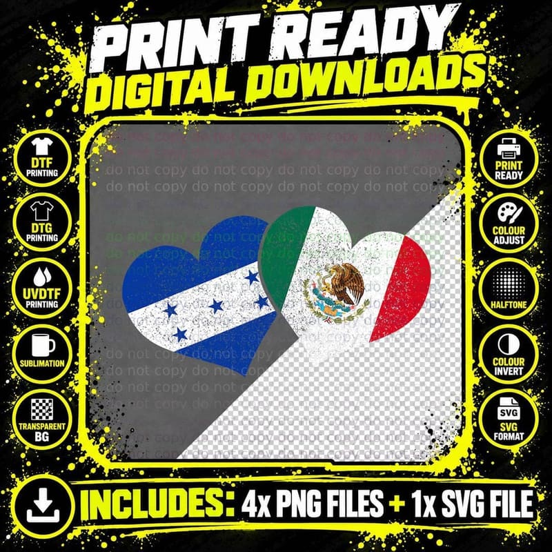 Honduras Mexico Mexican Honduran Flag Pride Heritage Png SVG Digital Bundle