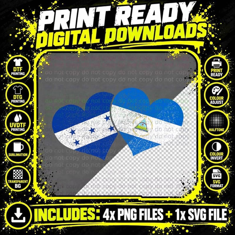 Honduras Nicaragua Nicaraguan Honduran Flag Pride Png SVG Digital Bundle
