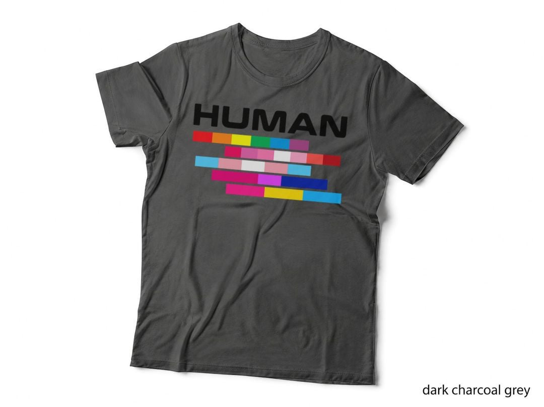 Human Lgbt Pride Flag T-Shirt, Rainbow and Pride Colour Bars, Inclusive