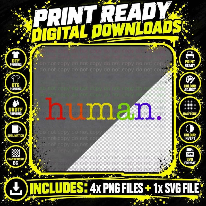 Human Rainbow Gradient LGBTQ+ Empowering Equality Pride Png SVG Digital Bundle